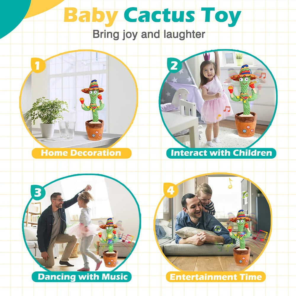 Talking Cactus Baby Toy Dancing Cactus répète ce que vous dites pour les enfants avec des chansons anglaises Jouet dansant pour cadeau Toddle Girls Boys