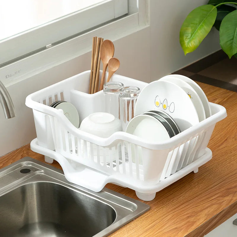 Dish Drying Rack Kitchen Utensils Drainer Rack with Drain Board Countertop Dinnerware Organizer Kitchen storage rack Tools