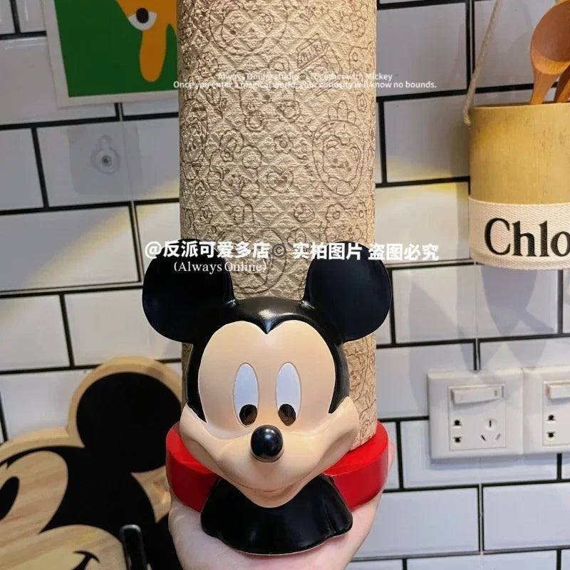 Disney Anime Hobby Mickey Mouse Minnie Creative Kitchen Upright Paper Towel Hanger No Punch Lazy Cartoon Rag Holder Indoor