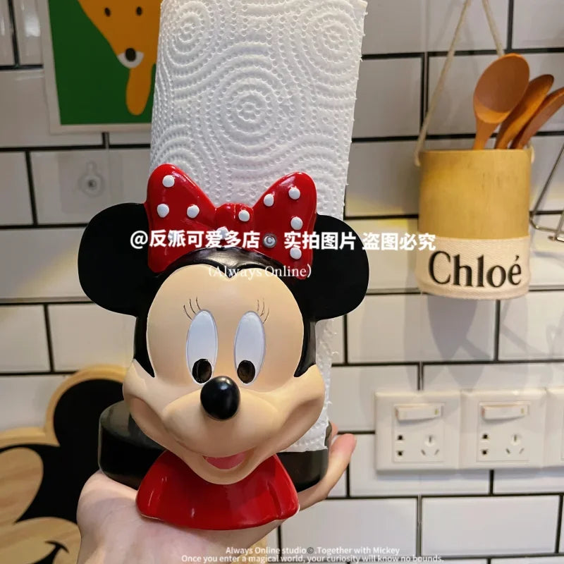 Disney Anime Hobby Mickey Mouse Minnie Creative Kitchen Upright Paper Towel Hanger No Punch Lazy Cartoon Rag Holder Decor Gift