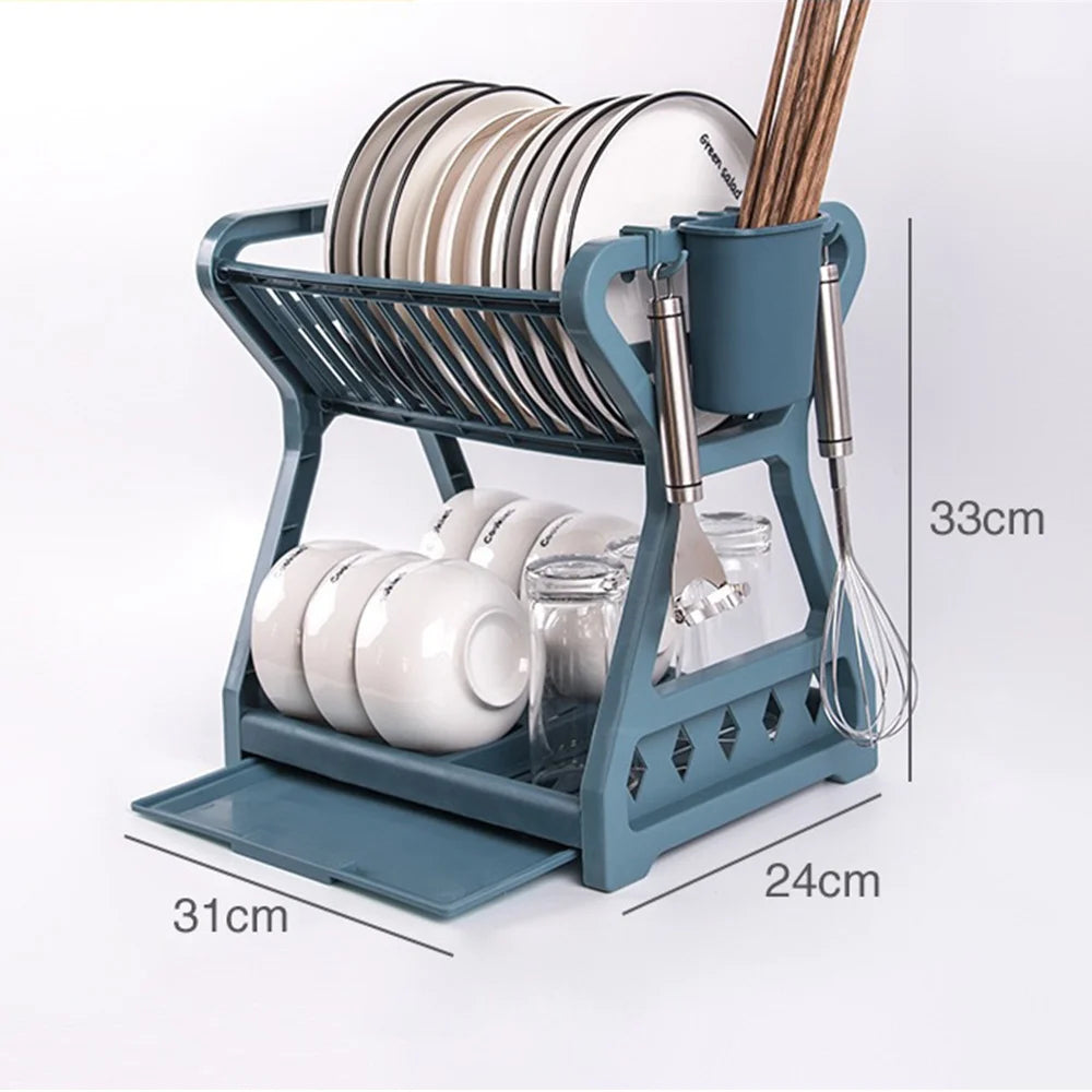 Dish Drying Rack Kitchen Organizer Double Layer Multi Purpose Sink Rack Cutting Board Stand Kitchen Accessories