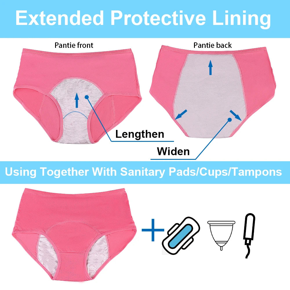 5 Pcs/Pack Menstrual Period Panties Women Leak Proof Cotton Comfort Incontinence Briefs High Waist .