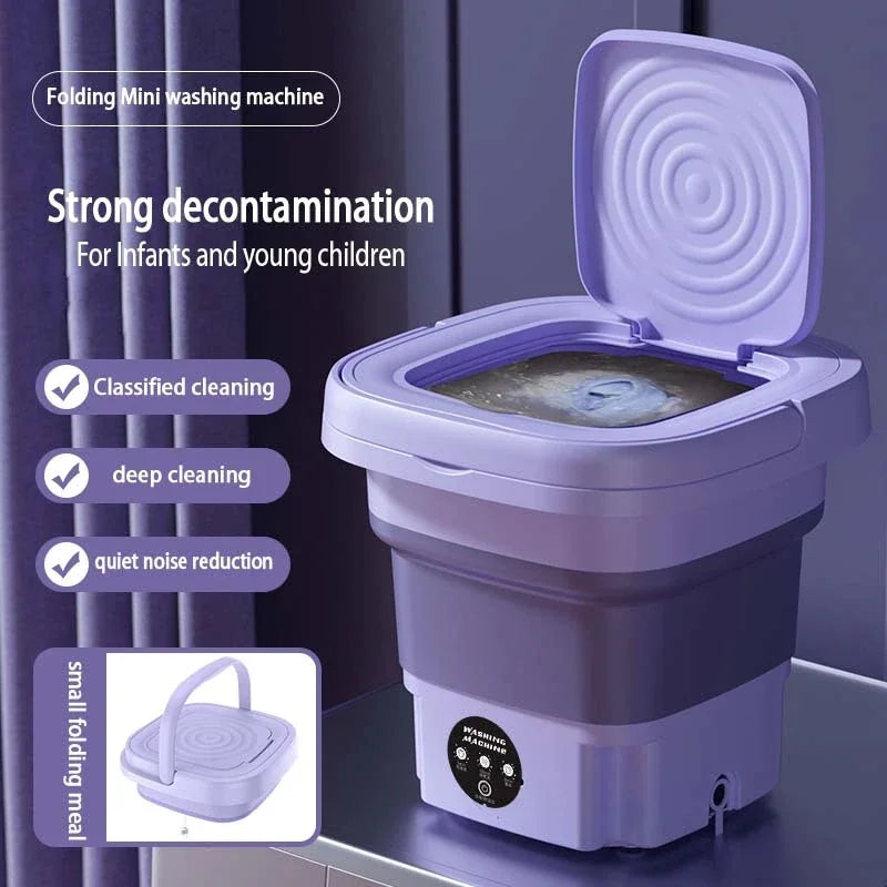 8L Household Washing Machine Portable Foldable Mini Underwear Sock Washing Machine with Automatic Spin Dryer Centrifuge