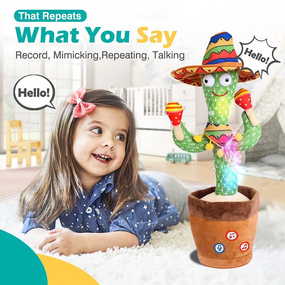 Talking Cactus Baby Toy Dancing Cactus répète ce que vous dites pour les enfants avec des chansons anglaises Jouet dansant pour cadeau Toddle Girls Boys