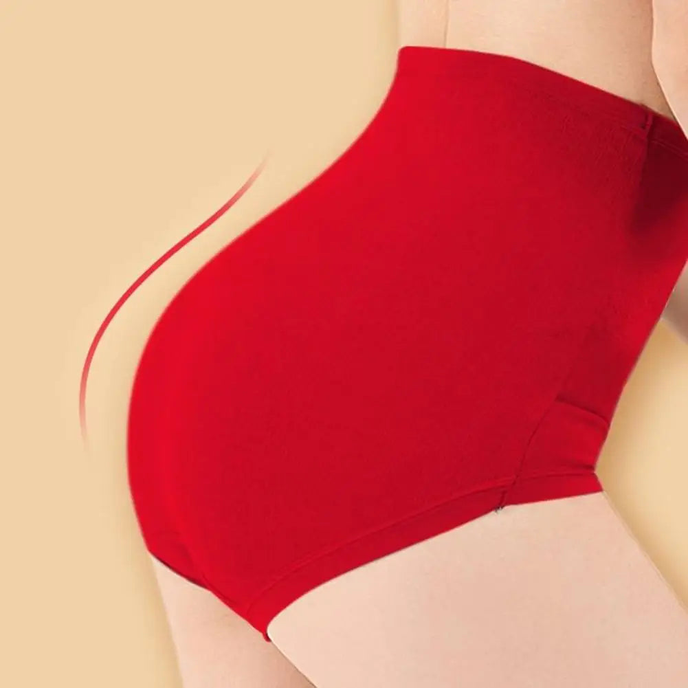 Stretchy High-waisted Briefs High Waist Plush Warm Women's Underpants with Uterus Protection Tummy Control Soft for Winter