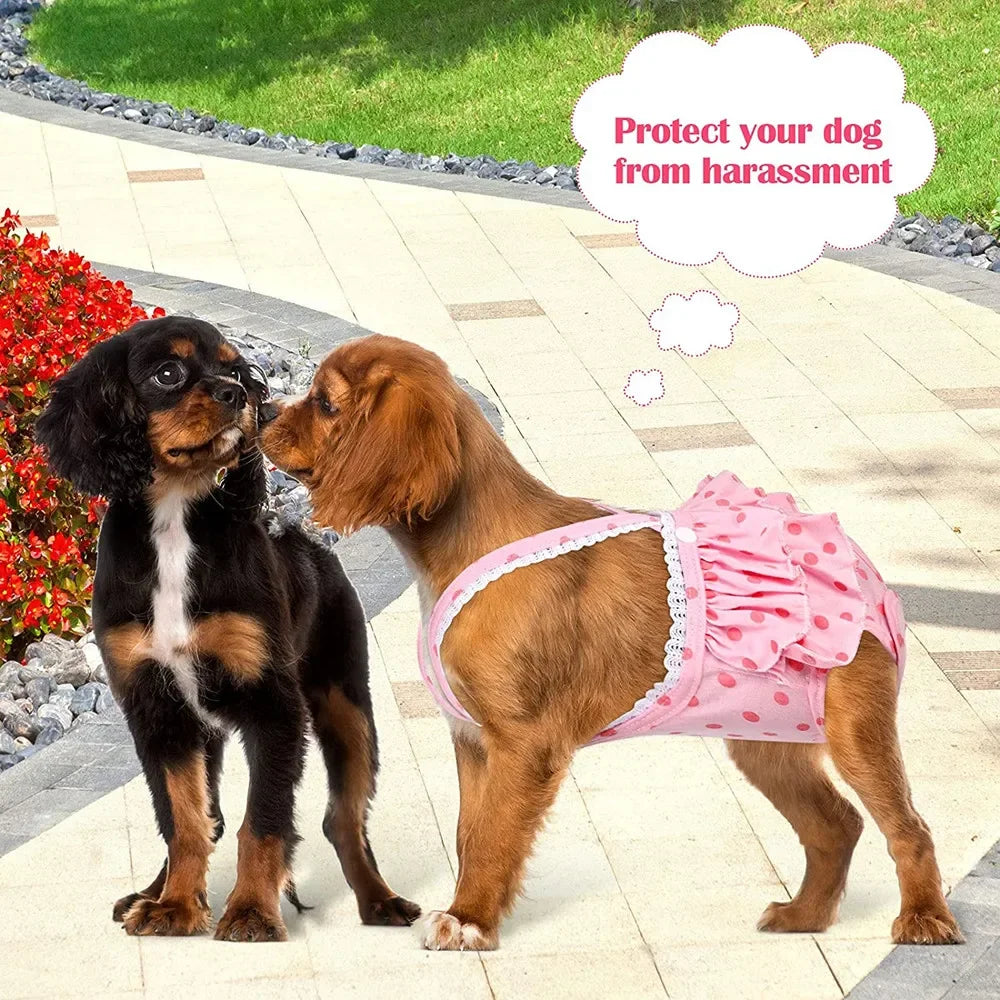 Female Dog Diaper Washable Menstrual Panties Dogs Nappy Sanitary Pants Physiological Underwear Dot Print Shorts Puppy Pants