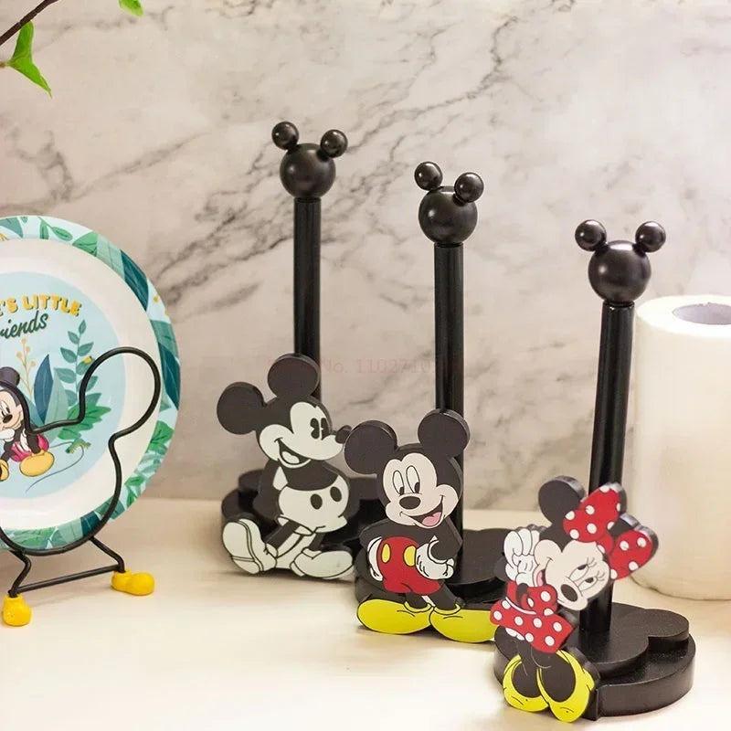 Disney Anime Hobby Mickey Mouse Minnie Creative Kitchen Upright Paper Towel Hanger No Punch Lazy Cartoon Rag Holder Indoor