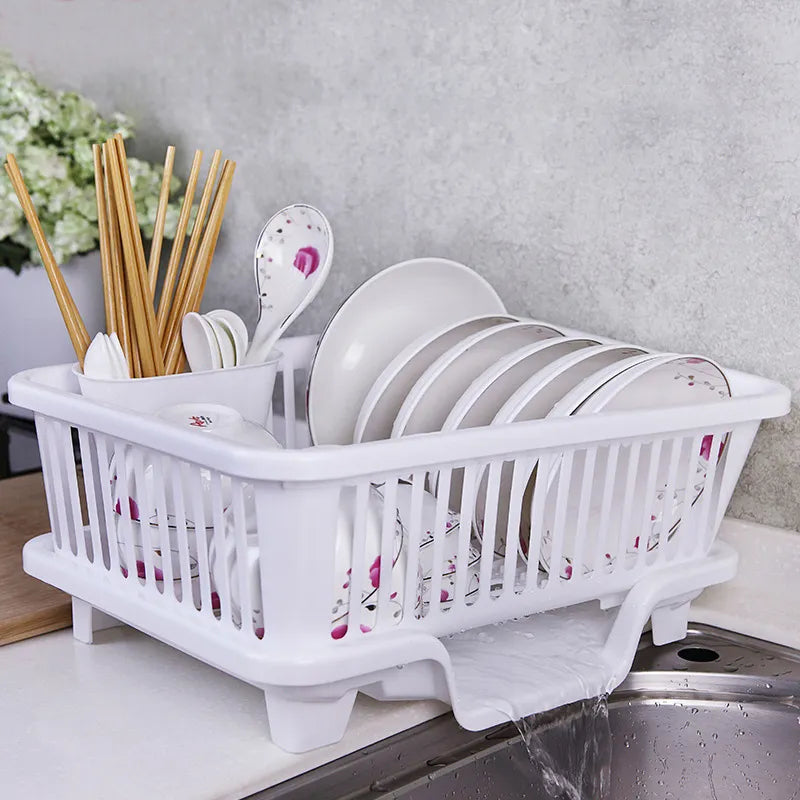 Dish Drying Rack Kitchen Utensils Drainer Rack with Drain Board Countertop Dinnerware Organizer Kitchen storage rack Tools