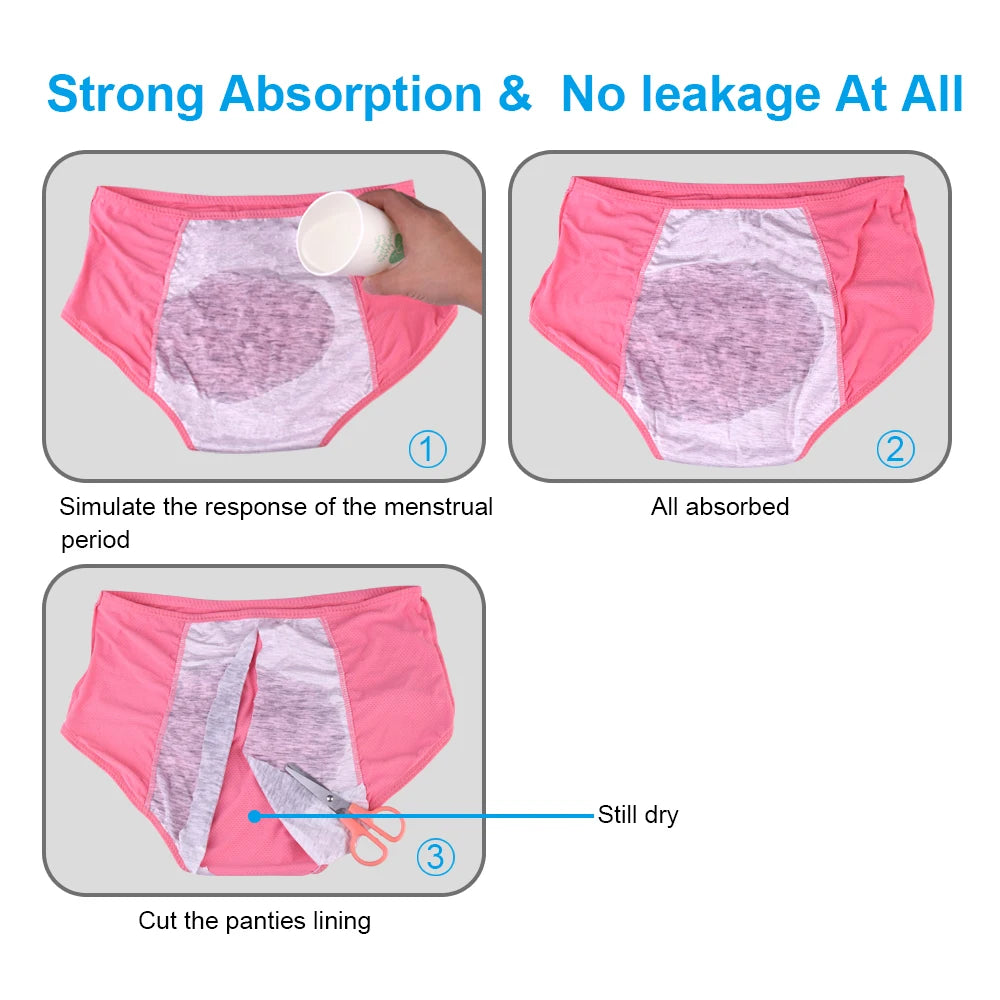 5 Pcs/Pack Menstrual Period Panties Women Leak Proof Cotton Comfort Incontinence Briefs High Waist .