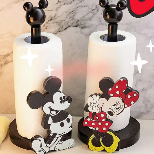 Disney Anime Hobby Mickey Mouse Minnie Creative Kitchen Upright Paper Towel Hanger No Punch Lazy Cartoon Rag Holder Indoor