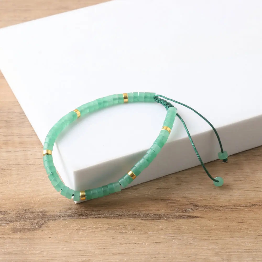 Green Aventurine Bead Bracelet, Adjustable High Quality, Minimalist Bracelet Natural Stone Dainty Bracelet, Tibetan Gemstone