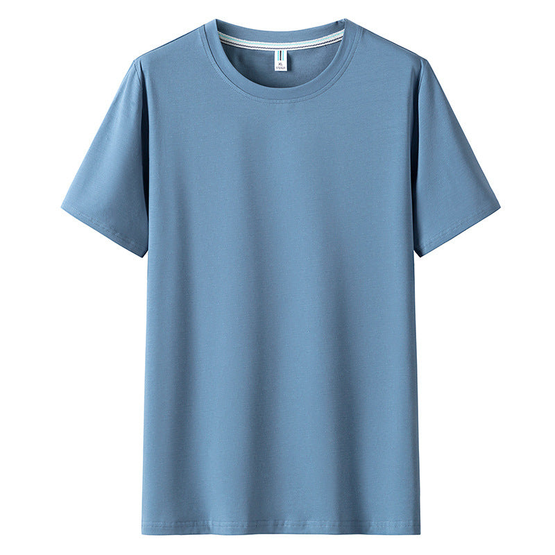 Men Short Sleeved Round Neck Solid Color Clothes