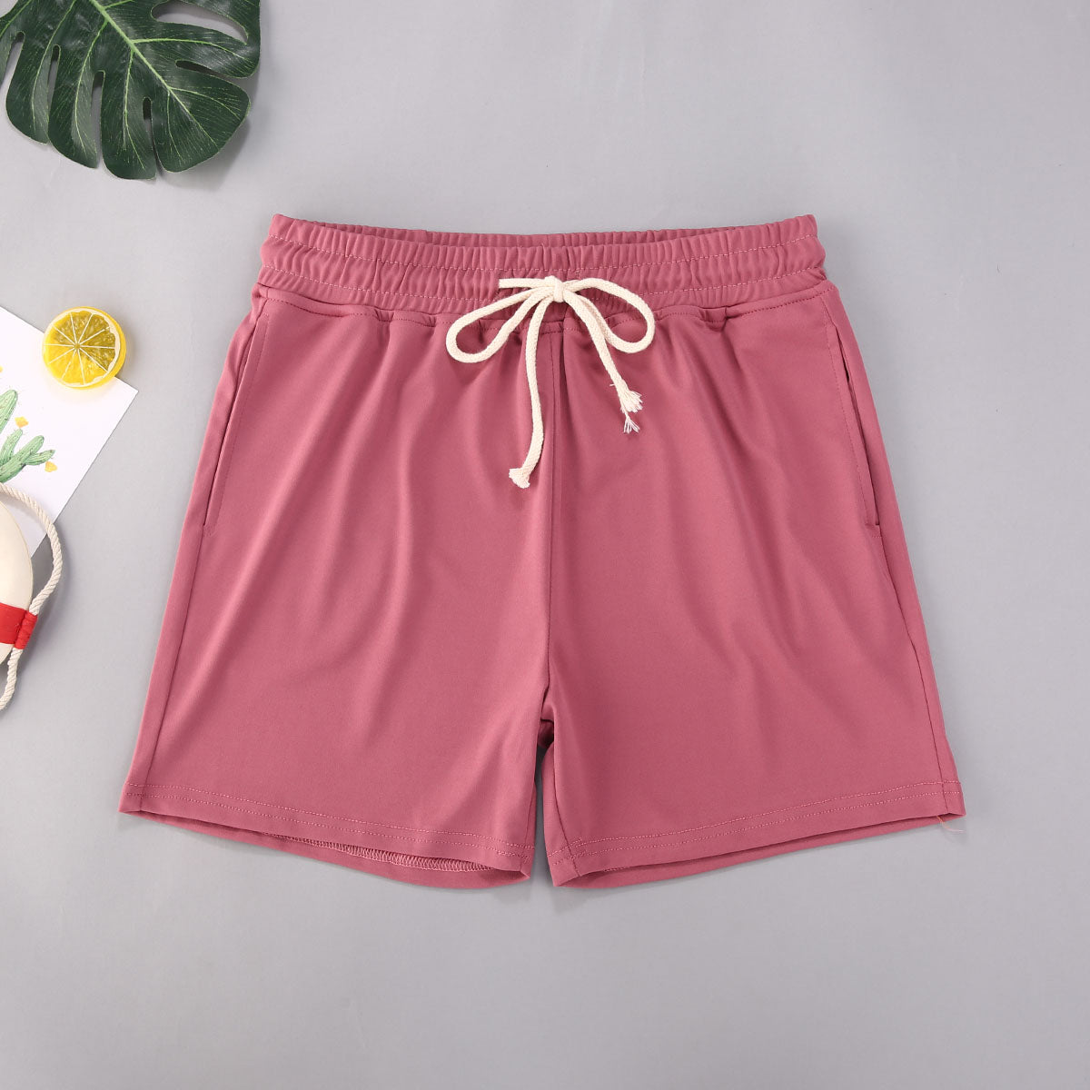 Beach Style Men's Swimming Shorts Solid Color Shorts Men