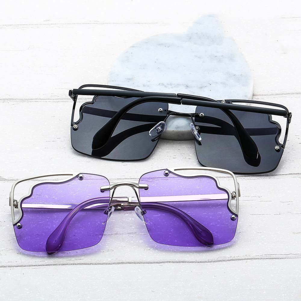 Women Fashion Half Frame Personality Hollow Metal Sunglasses