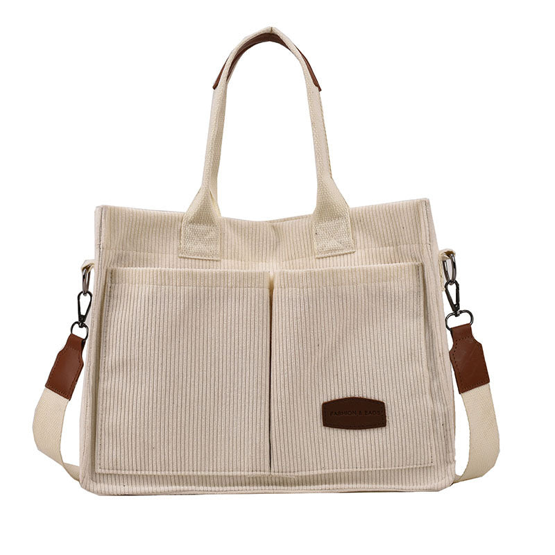 Simple And Fashionable Corduroy Handbag