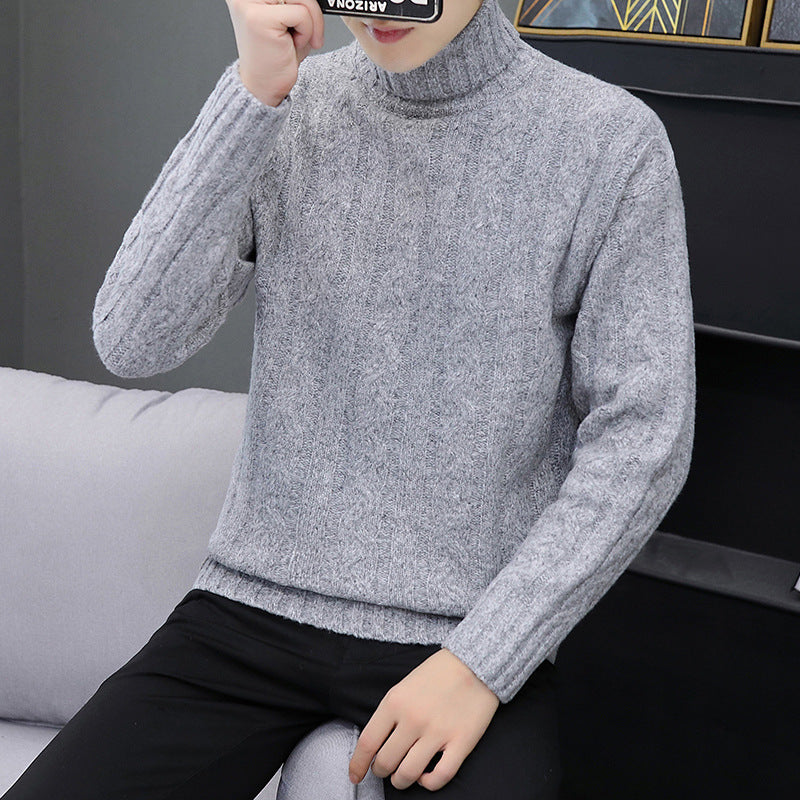 Casual Loose High Neck Sweater Men Top