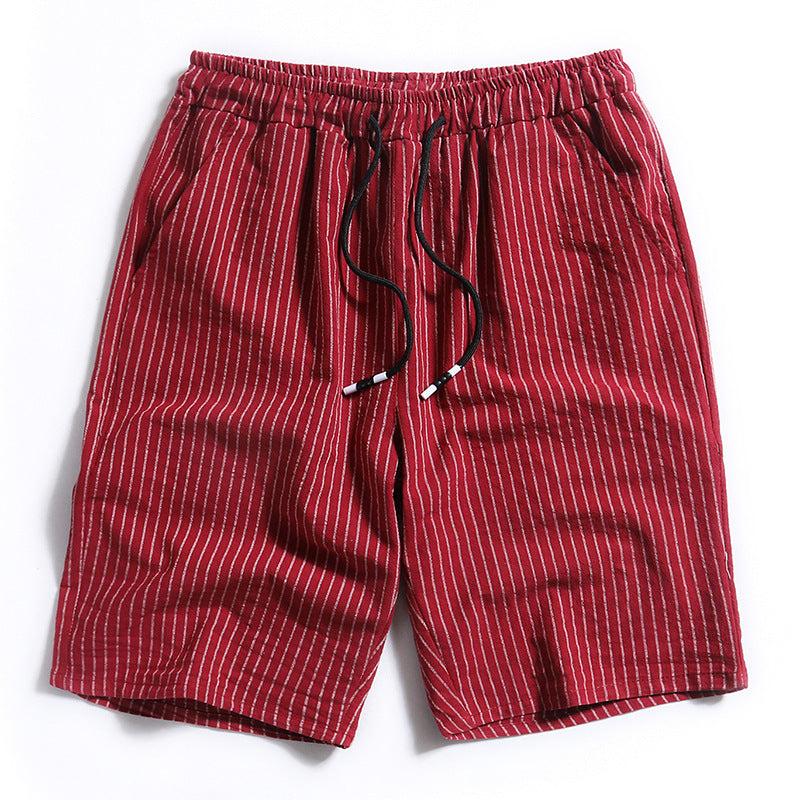 New Men's Cotton Five-Point Pants Striped Shorts Men