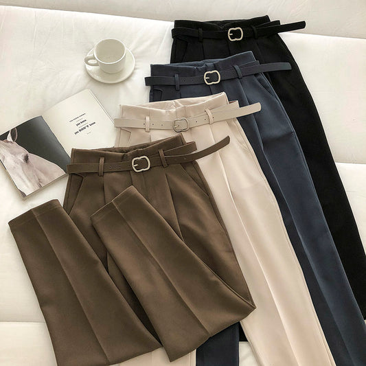 Casual Solid Color Harem Pants Women With Belt