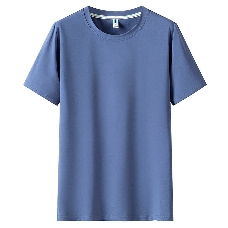 Men Short Sleeved Round Neck Solid Color Clothes