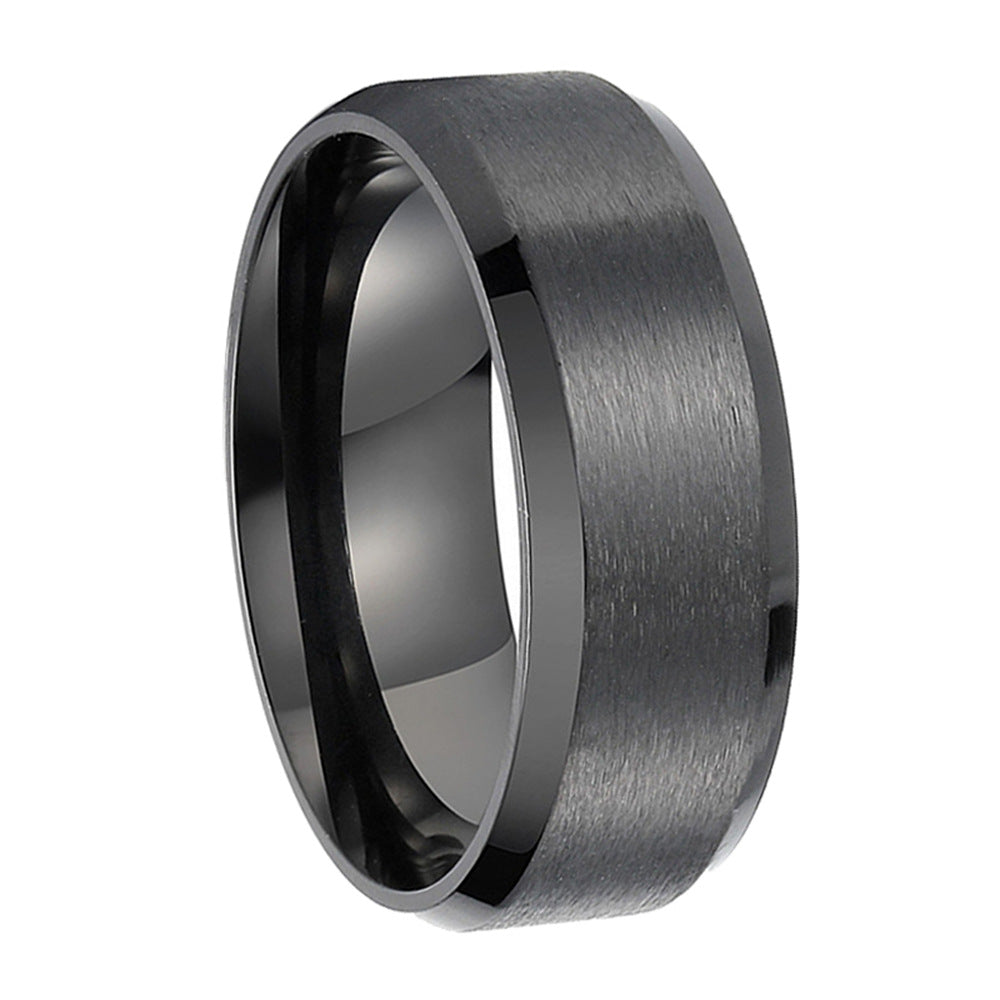 8mm Glossy Simple Stainless Steel Ring Men