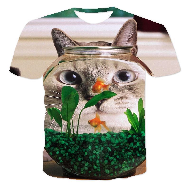 Summer Kawaii Cat Men Women Oversized T-Shirt Loose Short Sleeve