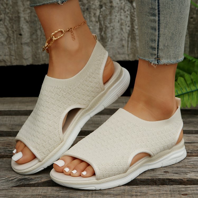 Peep-toe Sandals For Sports Summer Heart-shaped Print Mesh Shoes Women