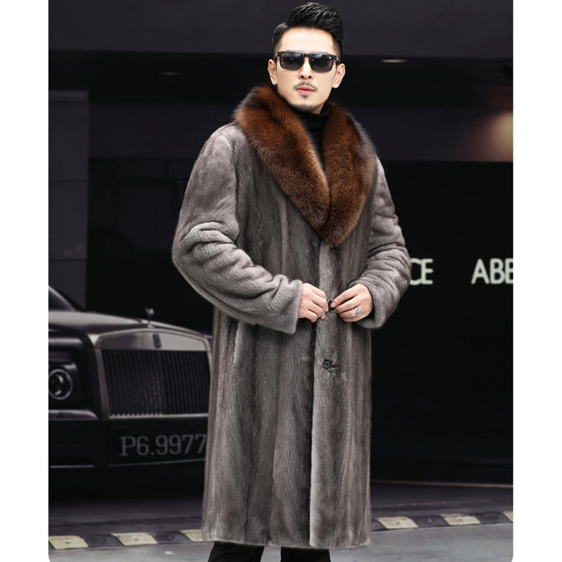 Thick Fur Long Coat Men Autumn Winter New Casual Warm