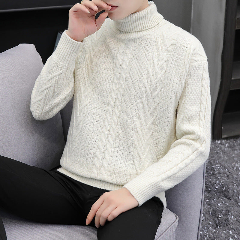 Casual Loose High Neck Sweater Men Top