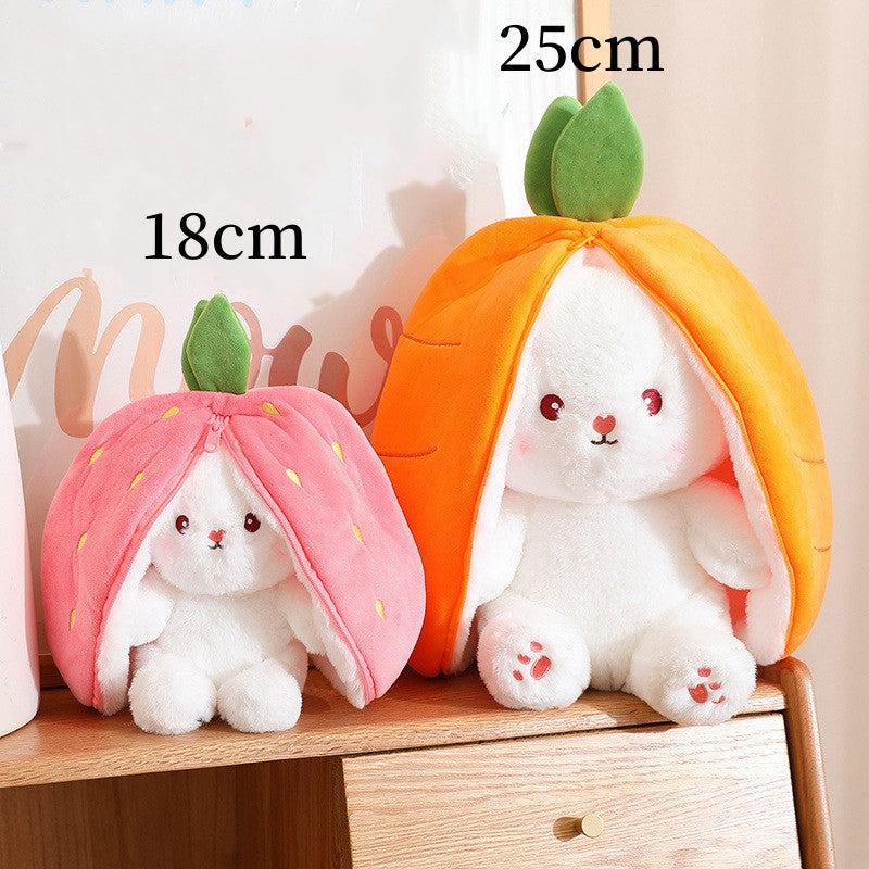 Kawaii Fruit Transfiguré Lapin Peluche Jouet Mignon Carotte Fraise Se Transformer En Lapin En Peluche Jouet Enfants Anniversaire/ Noël