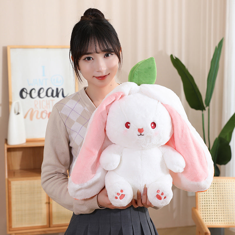 Kawaii Fruit Transfiguré Lapin Peluche Jouet Mignon Carotte Fraise Se Transformer En Lapin En Peluche Jouet Enfants Anniversaire/ Noël