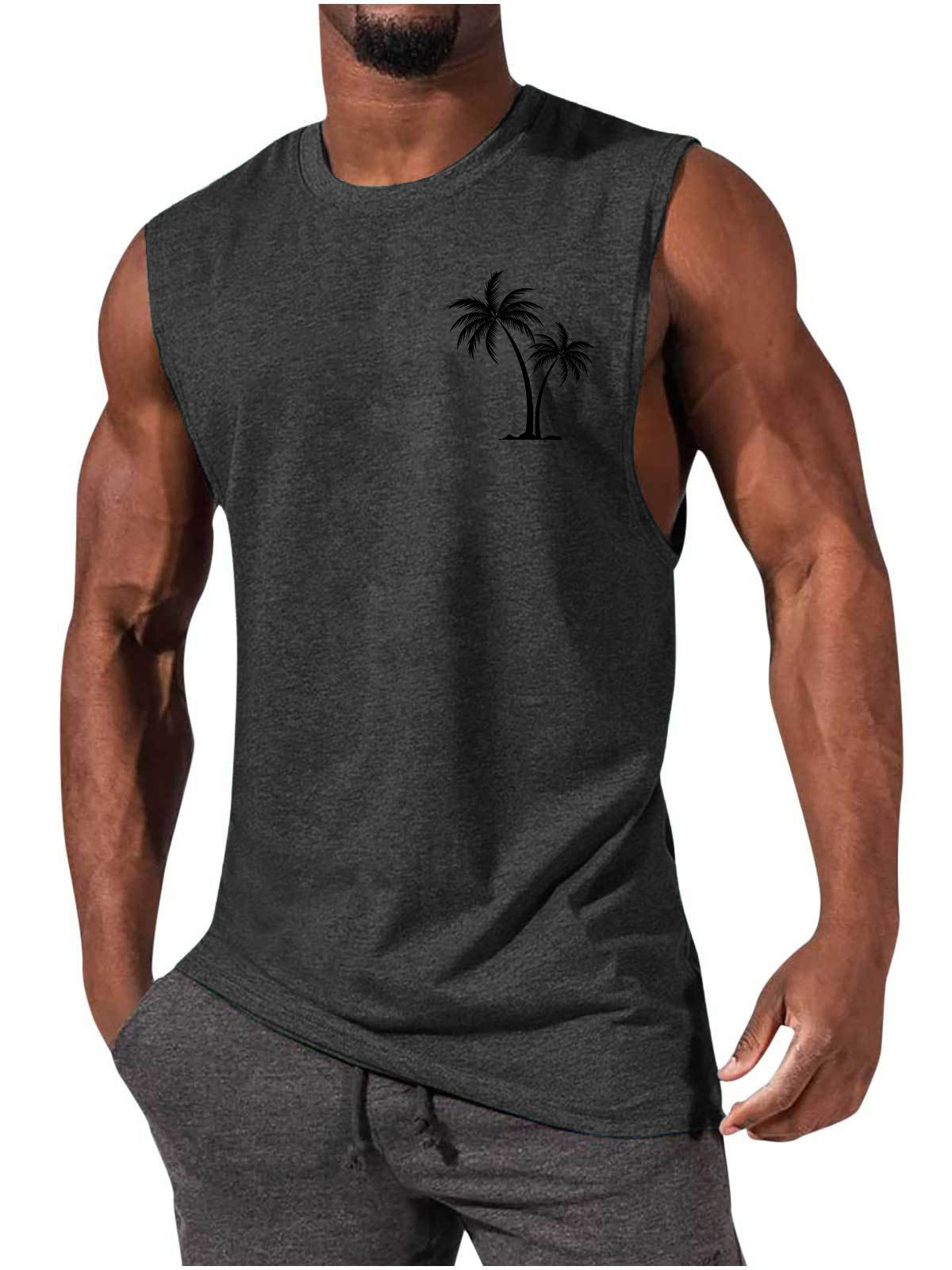 Men Vest Summer Beach Tank Tops Workout Fitness T-Shirt