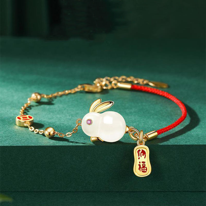 Lovely Rabbit Bracelet For Women Girl Festival Gift Tiger Stone Link Chain Jewelry Accessories