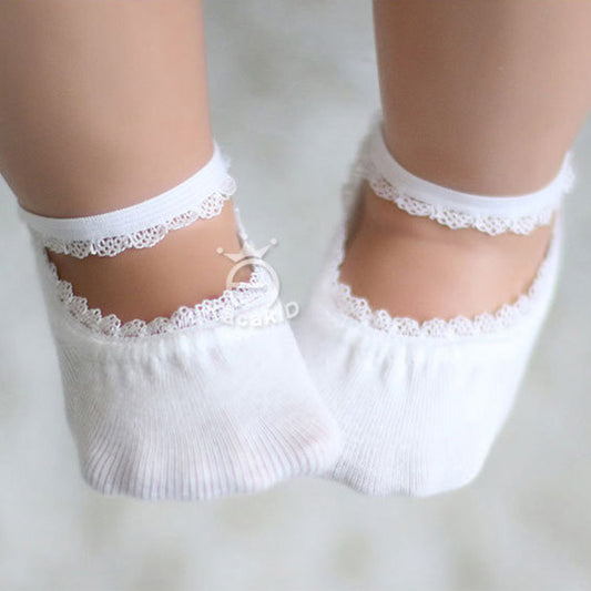 Girls' Shallow Lace Boat Socks