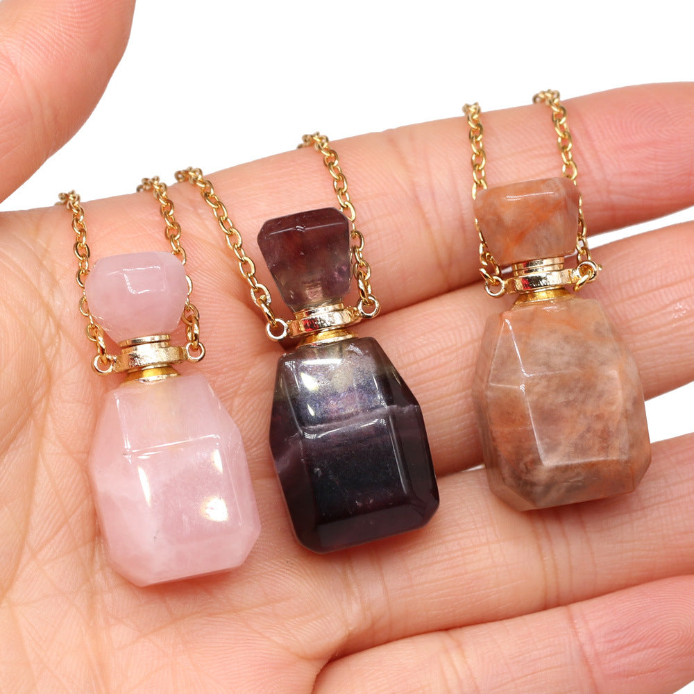 Exquisite Natural Stone Necklace Perfume Bottle Pendant