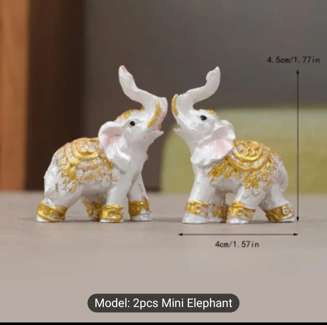 Hand Painted Elephant Family Figurine