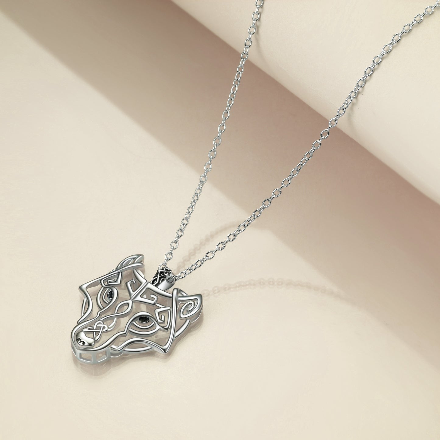 Wolf Necklace for Women Sterling Silver Celtic Wolf Necklace Jewelry Gifts for Girls Men