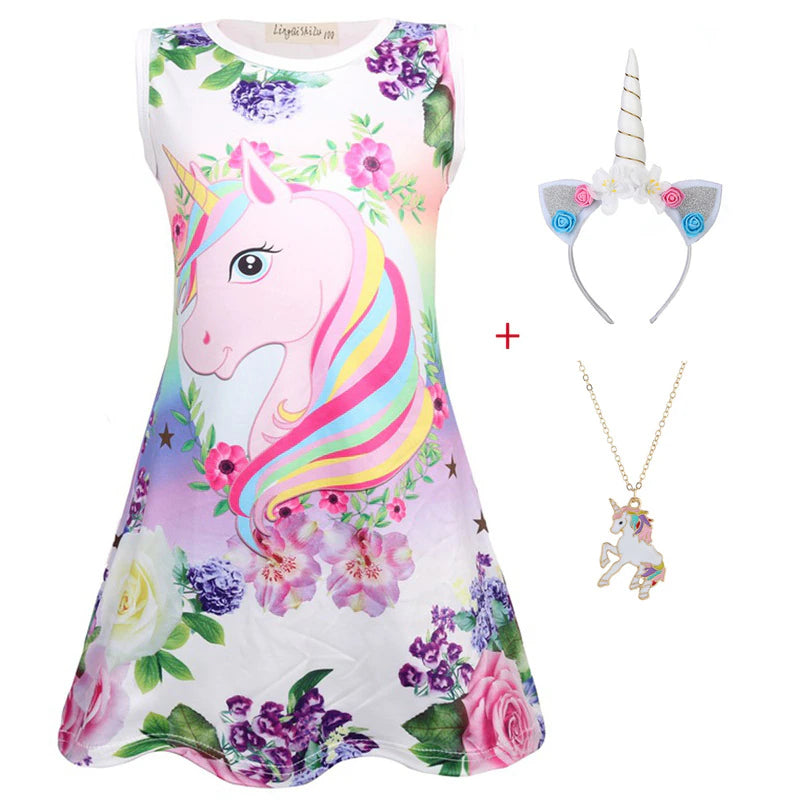 New Baby Kids Dresses Girls Dress Sleeveless Clothing Children Princess Party Lol Dress Unicorn Clothes 4 5 6 7 8 9 10 Years