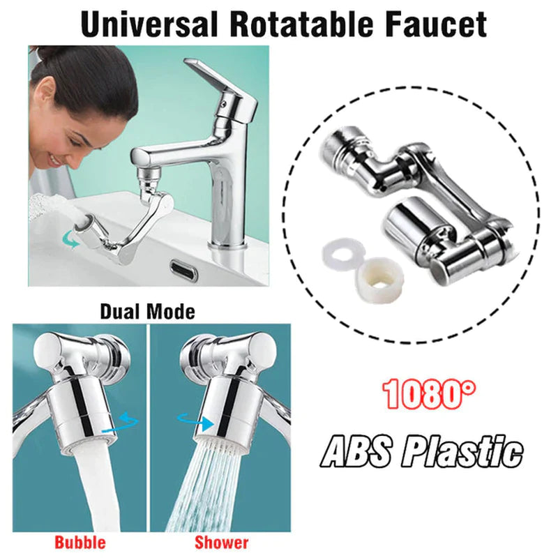 1080° Universal Rotation Faucet Sprayer Head Dual Effluent Washbasin Kitchen Robot Arm Extension Faucets Aerator Bubbler Nozzle