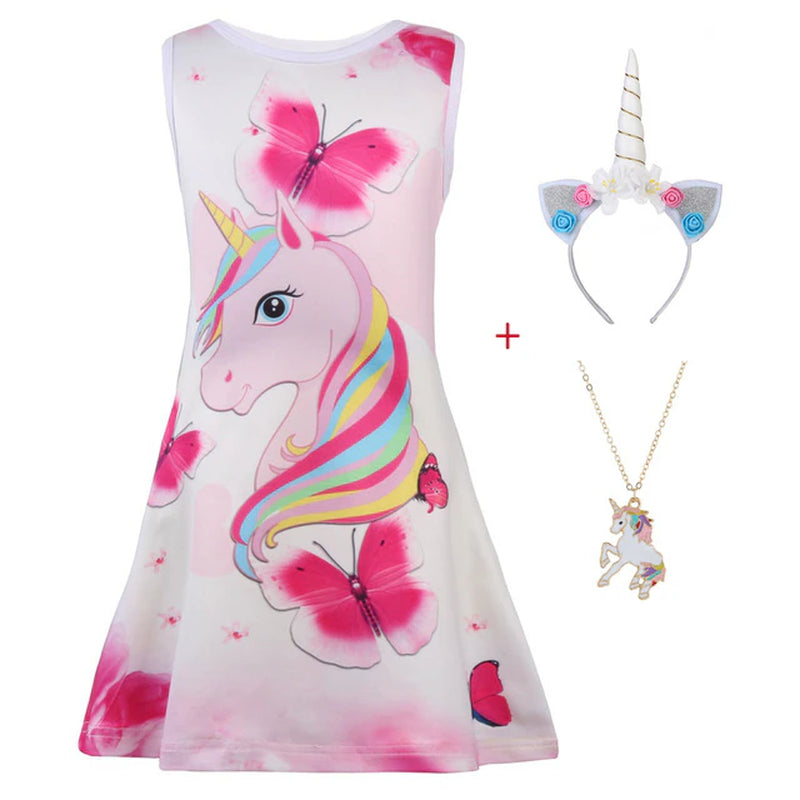 New Baby Kids Dresses Girls Dress Sleeveless Clothing Children Princess Party Lol Dress Unicorn Clothes 4 5 6 7 8 9 10 Years