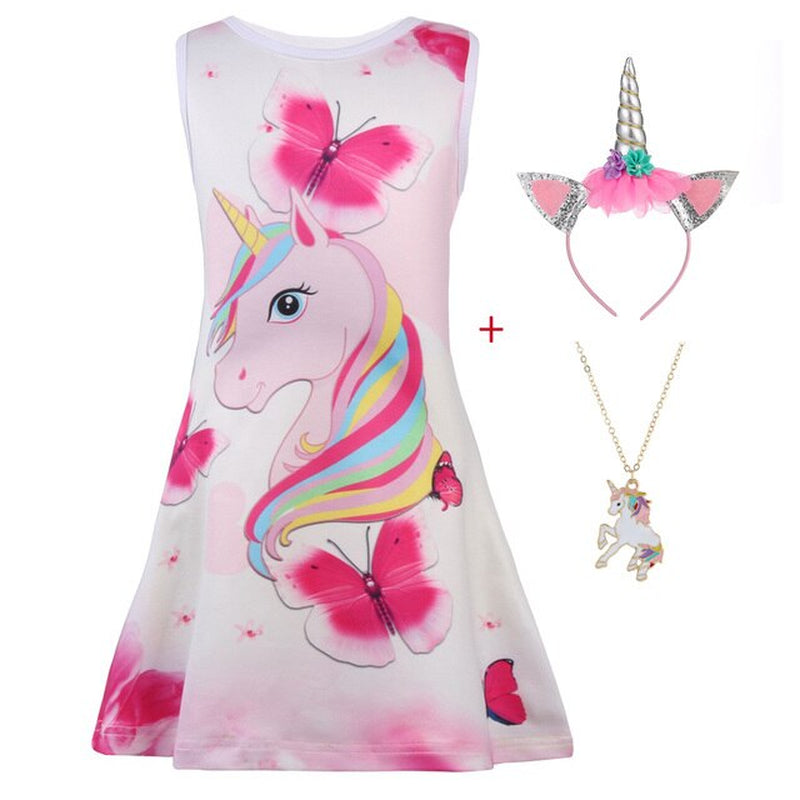 New Baby Kids Dresses Girls Dress Sleeveless Clothing Children Princess Party Lol Dress Unicorn Clothes 4 5 6 7 8 9 10 Years