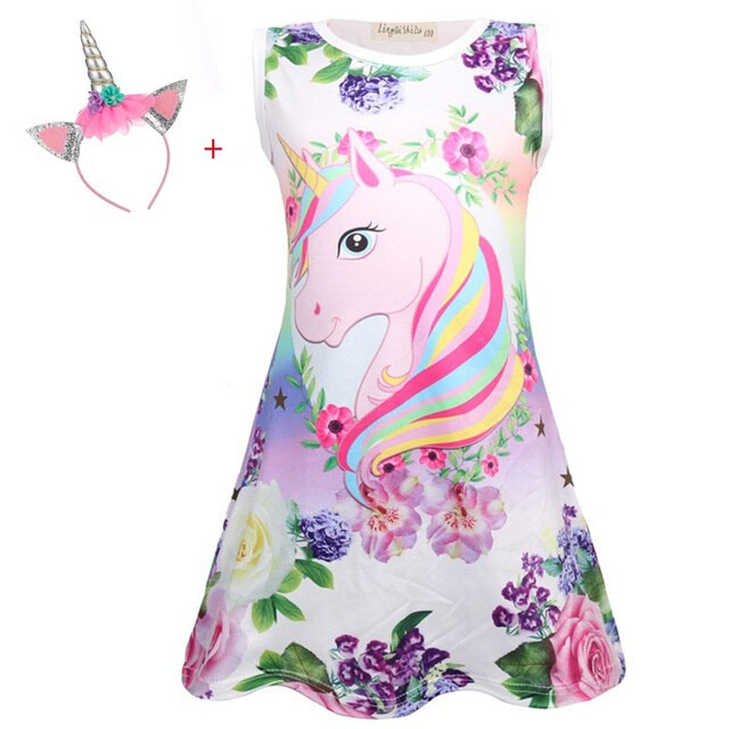 New Baby Kids Dresses Girls Dress Sleeveless Clothing Children Princess Party Lol Dress Unicorn Clothes 4 5 6 7 8 9 10 Years